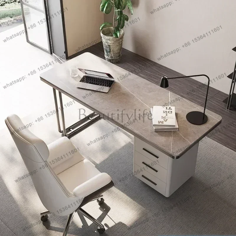 LJY Office Table Computer Gaming Motion Standing Desks Study Tables Minimalist Rock Board Desk Light Luxury Learning Desk Comput