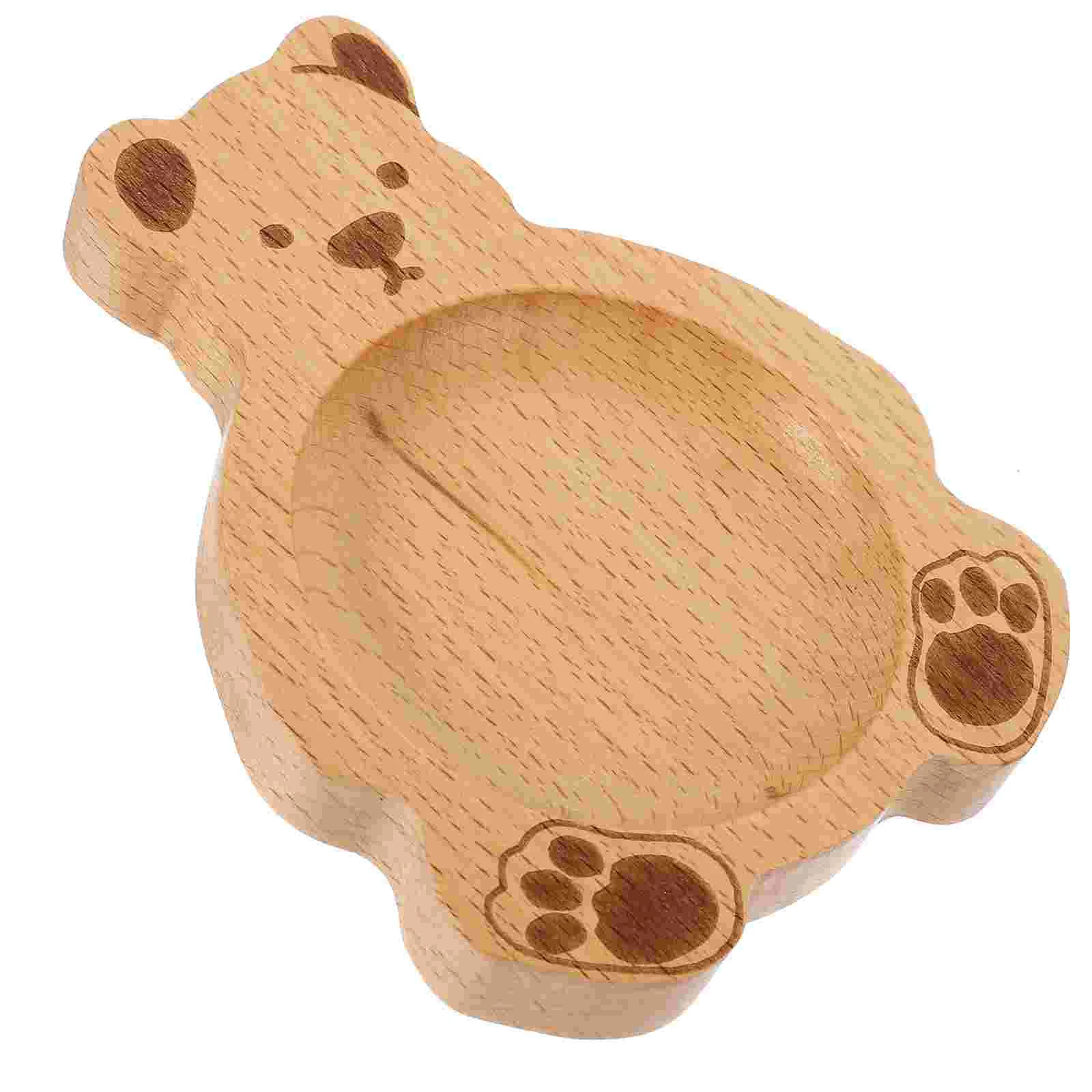 

Beech Bear Saucer Small Wooden Convenient Soy Holder Spoon for Stove Household Dishes Container Rest Child