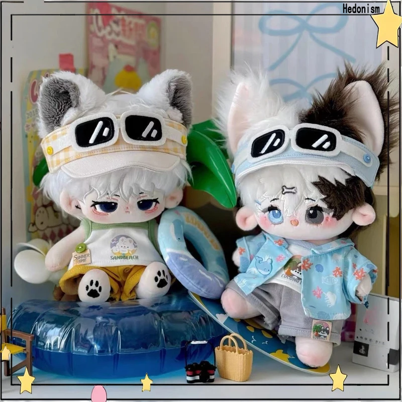 

Одежда для хлопковой куклы 20 см: милый летний комплект из 4 предметов (белая шляпка, синяя рубашка, брюки), аксессуары для кукол, подарки