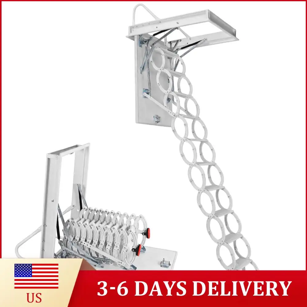 

Выдвижная чердачная лестница-стремянка для потолка, усиленная, грузоподъемность 300 кг, скрытый монтаж, для подвала