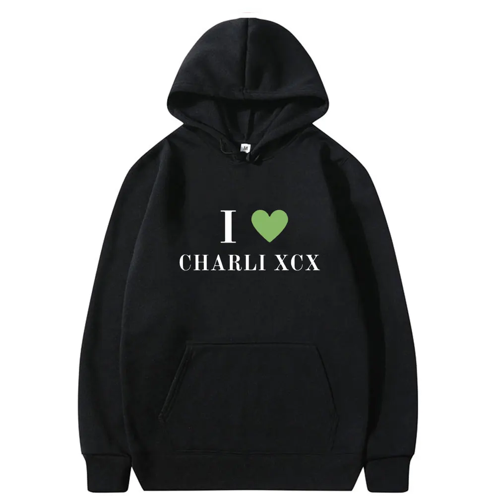 

I Love Charli Xcx Graphic Hoodie Unisex Fashion Casual Fleece Cotton Sportswear Men Women's Vintage Hip Hop Oversized Hoodies
