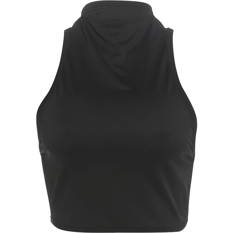 Weird Puss Cross Rückenfreies Tanktop für Damen, Hottie Sexy Bell Patchwork Rollkragen, Ärmellos, Trendiges Midnight Street Club Crop-Top – Detail 2