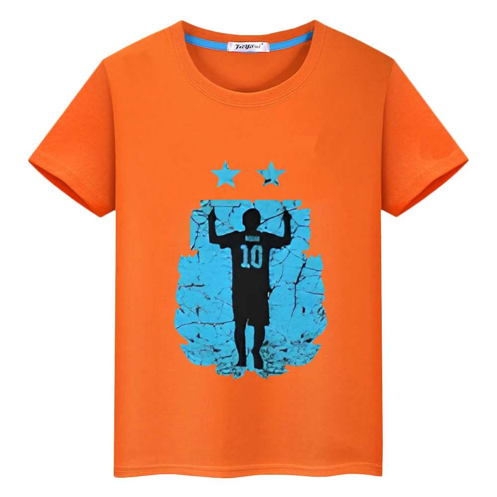 

Football messi avatar print Cartoon 100%Cotton T-shirt Casual Short Kawaii boy Tops anime Tees y2k one piece kids clothes girls