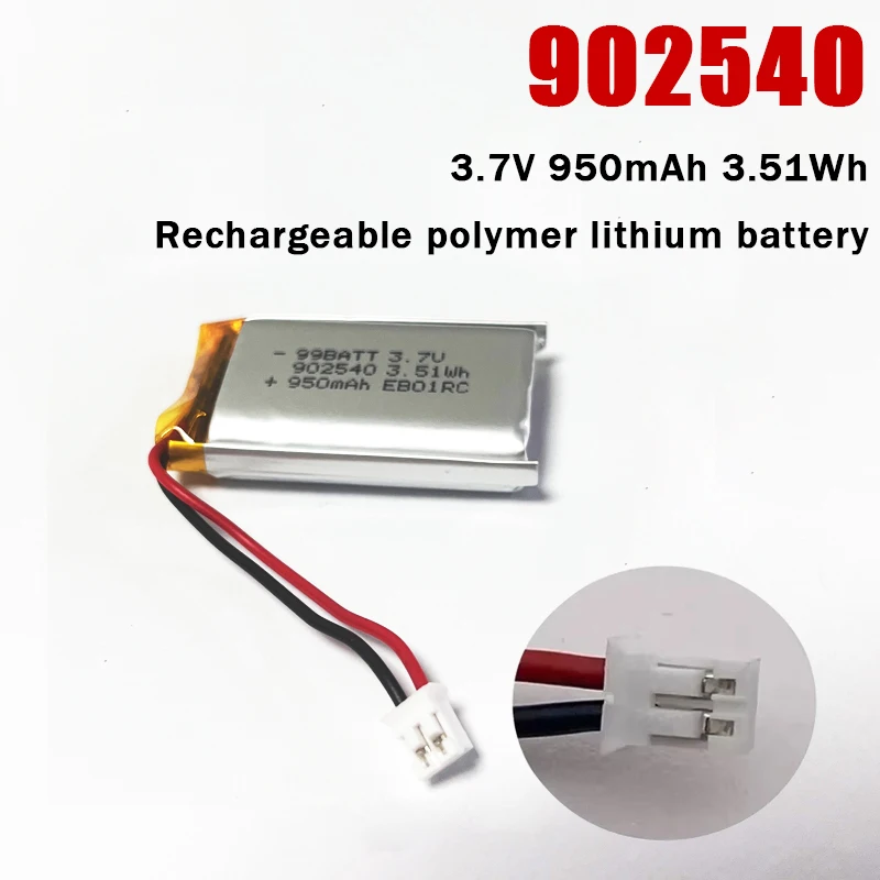 

902540 Battery 3.7V 950mAh Rechargeable Polymer Lithium Batteries for Smart Watches Electronic Toys Bluetooth Speaker