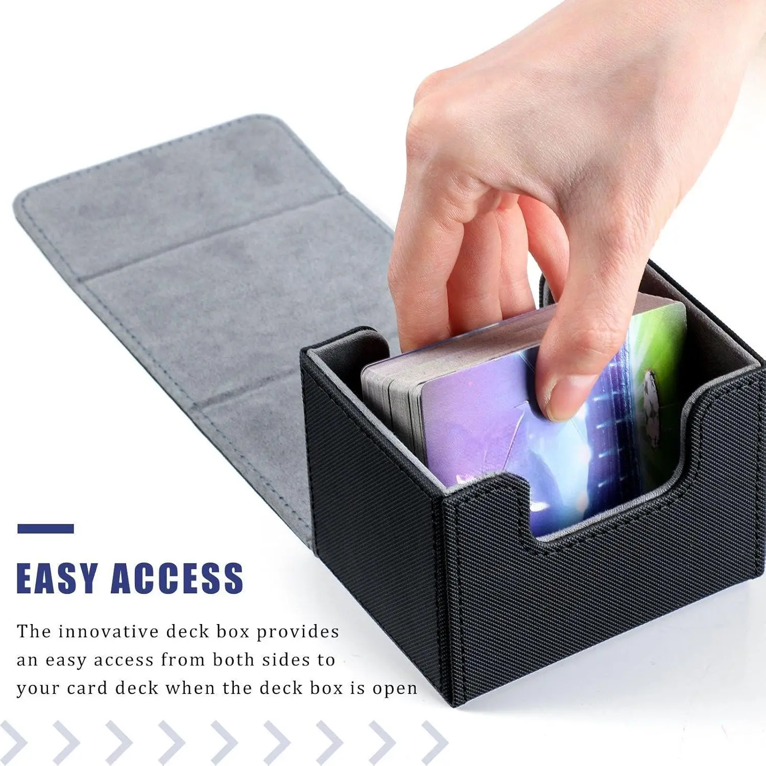 Multifunctional Premium PU Leather Card Deck Box 100+ Sleeved Cards Storage Case for TCG Cards and Sports Cards Card Storage Box view 3