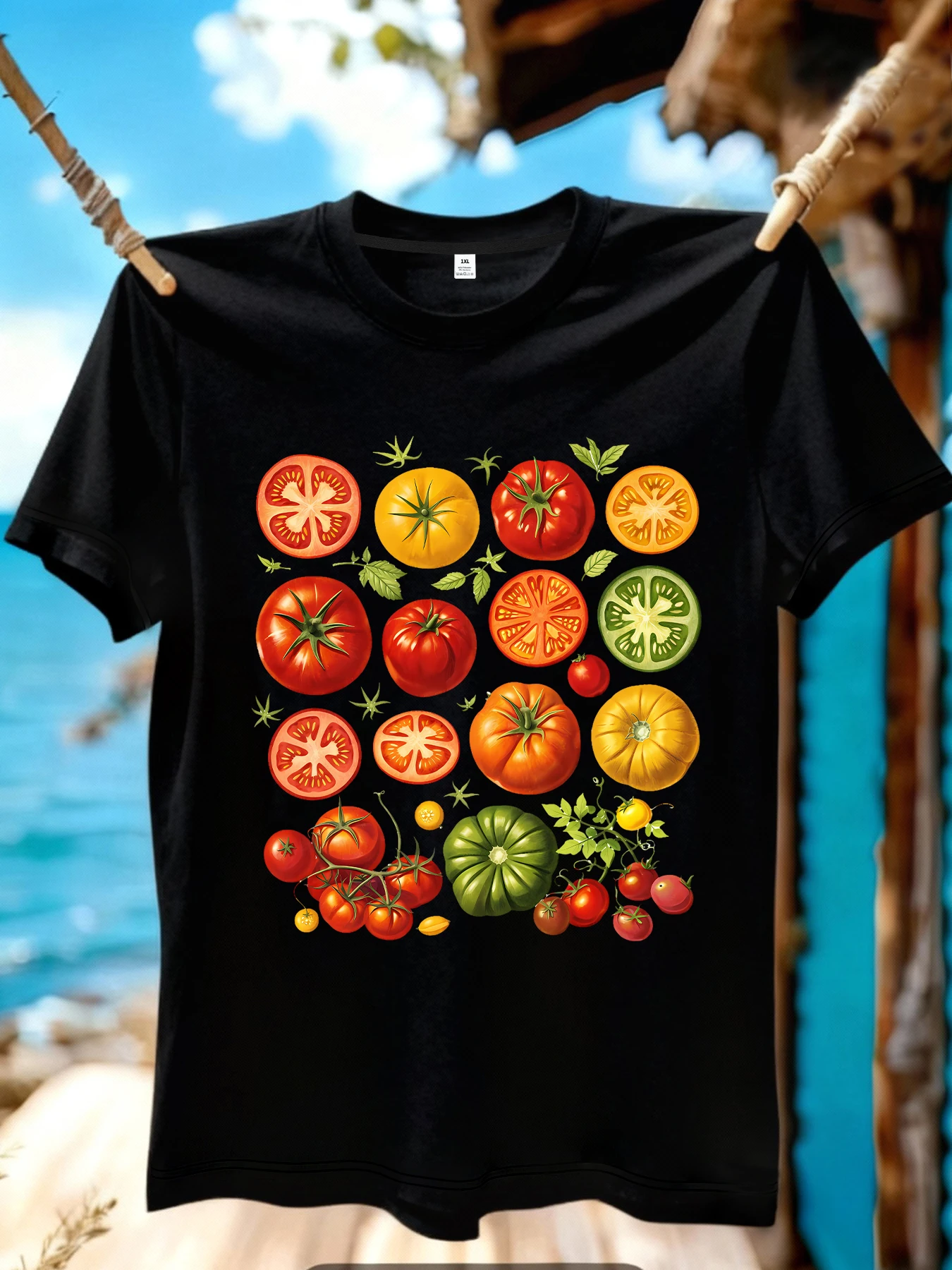 

【JYDX1113】Tomato printing plus size women's round neck T-shirt summer casual street fashion women's Joker short sleeve T-shirt