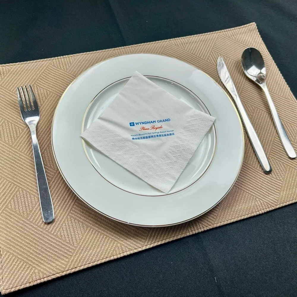 Servilletas para eventos de boda de diseño personalizado con nombres para camiones de café, barras de sushi, variaciones de salón, estaciones de decoración de magdalenas