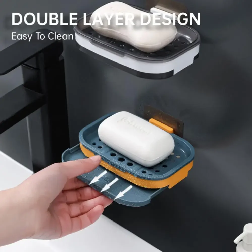 Soap Box Wall-mounted Holder Soap Sponge Storage Plate Tray Dish Shower Soap Holder Rack Case Home Bathroom Kitchen Accessories