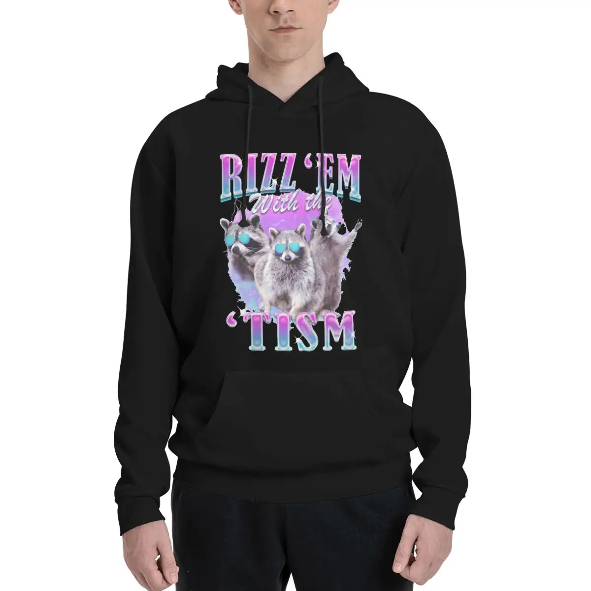 

Unisex Rizz'em With The Tism Funny Raccoon Meme Hoodies With Pocket Stylish Long Sleeve Sweatshirts