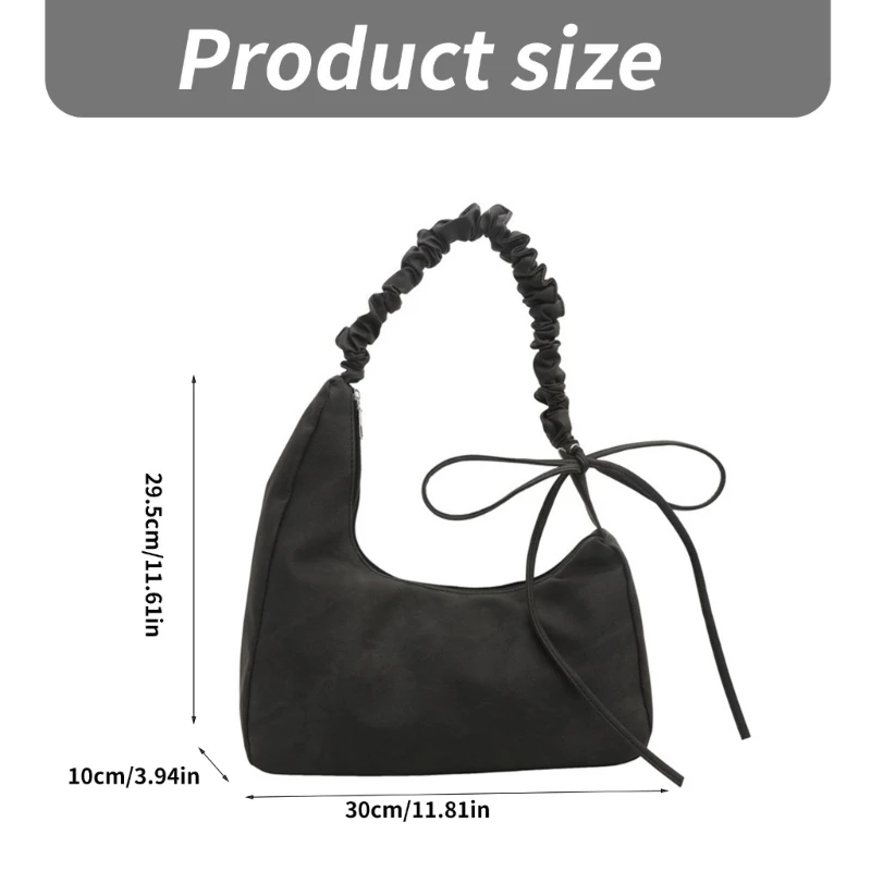 Women Armpit Bag PU Leather Handbag Pleated Shoulder Bag Shopping Bag Solid Color Crossbody Bag Underarm Bag