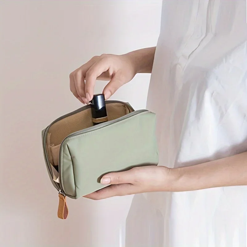 Small Solid Color Portable Makeup Bag Travel Cosmetic Pouch Storage Organizer For Daily Use