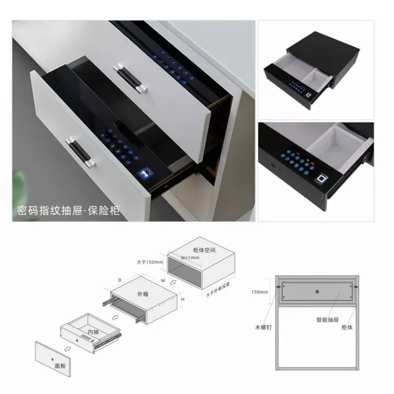 

Wardrobe pull-out safe Built-in hidden jewelry Cash safety deposit box Electronic battery and USB charging