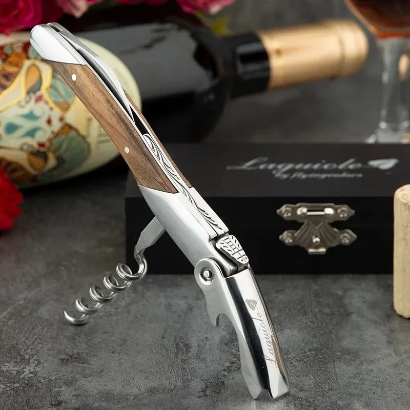 Laguiole Professional Wine Bottle Openers Waiter Can Corkscrew Sommelier knife Foil Cutter Olive wood handle in Wood Gift Box