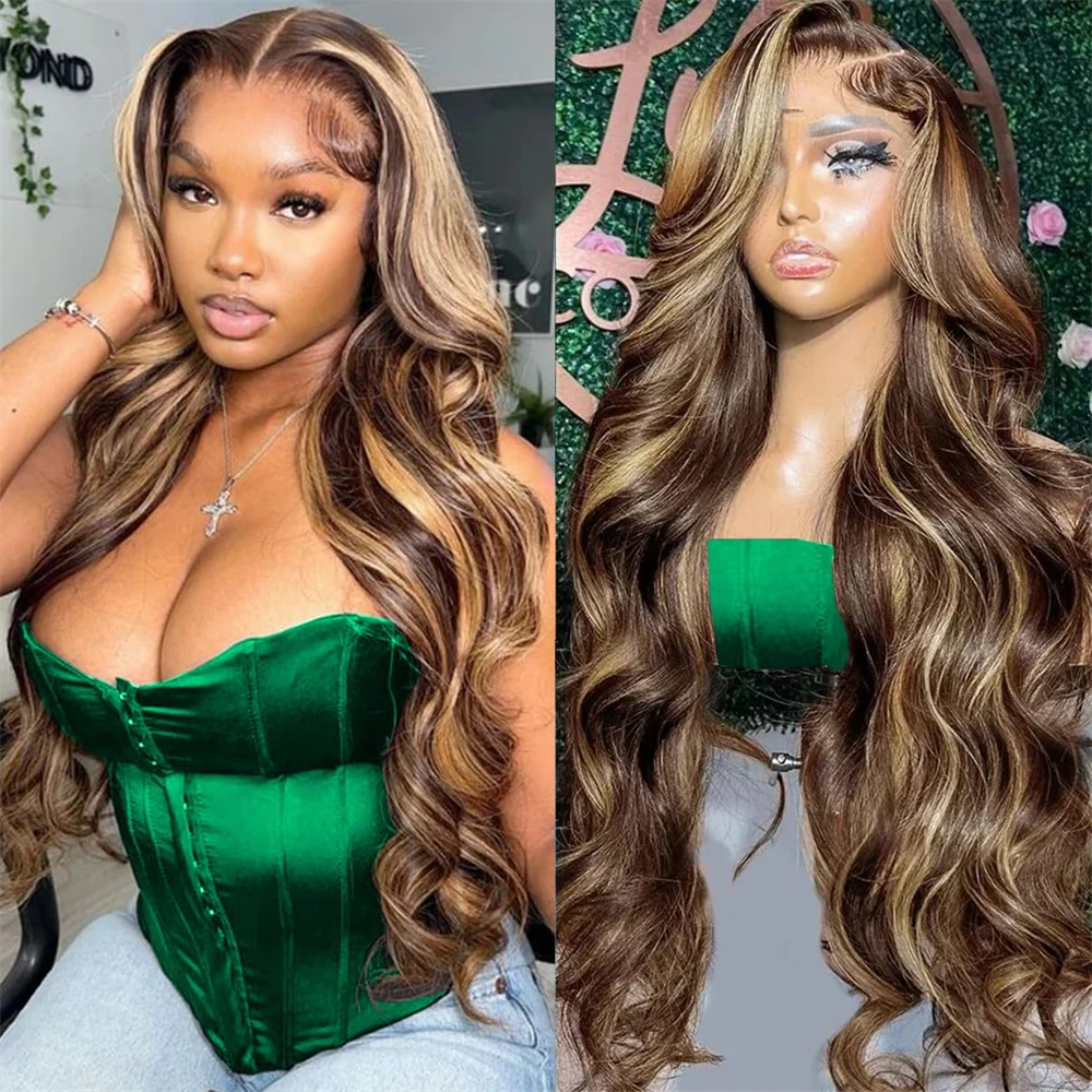 13X4 13x6 Honey Blonde Lace Front Wigs Human Hair Pre plucked P427 Ombre Highlight Lace Frontal Wig With Baby Hair For Women