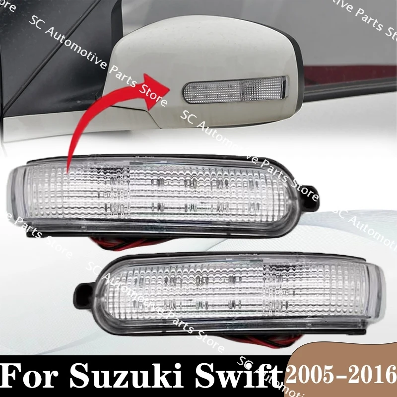For Suzuki Swift 2005-2016 Auto Accessories Exterior Rearview Side Car Mirror Glass LED Turn Signal Strip Flash Lamp Light Right