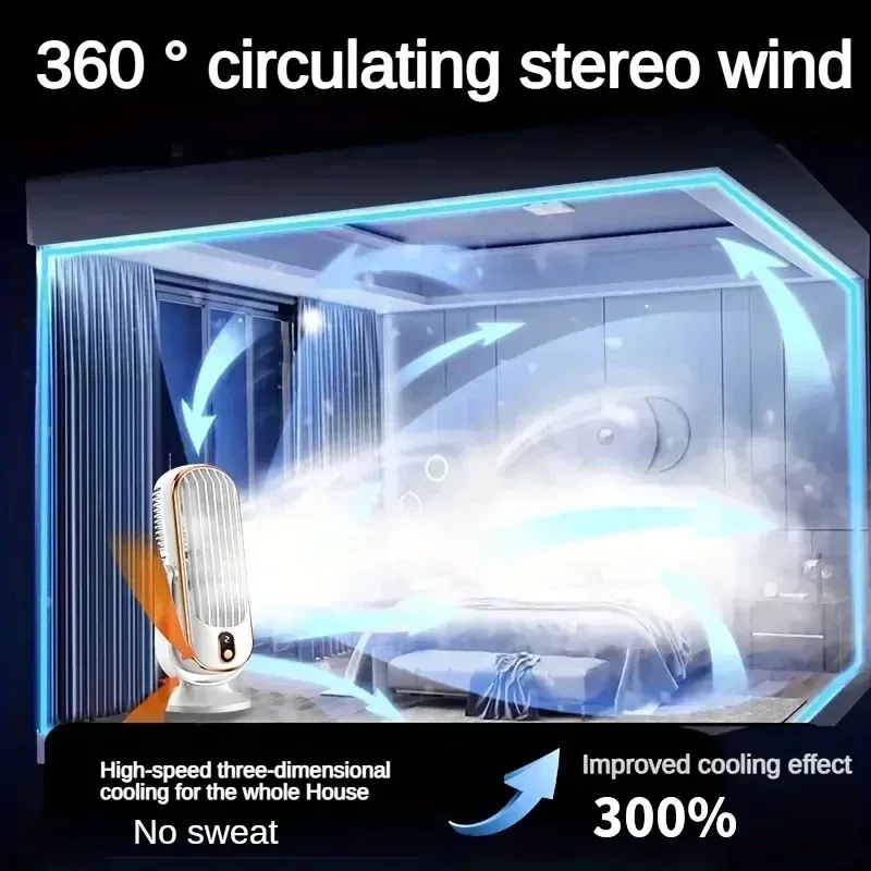 Home small air conditioner 720 degree adjustable hair dryer USB charging large battery dual motor portable air conditioner