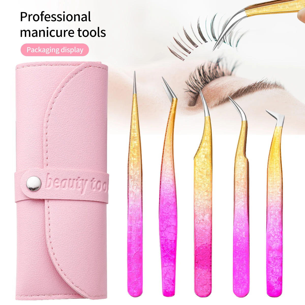 

5 Eyelash tweezers Eyelash Extension Tweezers Eyelash Volume Tool Strap Pack Stainless Steel Eyelash Extension Tweezers Sharp Ey