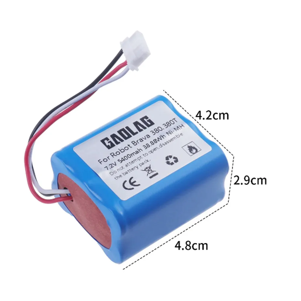 Akumulator 7,2 V NI-MH 5400 mAh do odkurzacza iRobot Braava 380T 380 390T Mint 5200 5200B 5200C Ulepszony akumulator NI-MH 3000 MAH