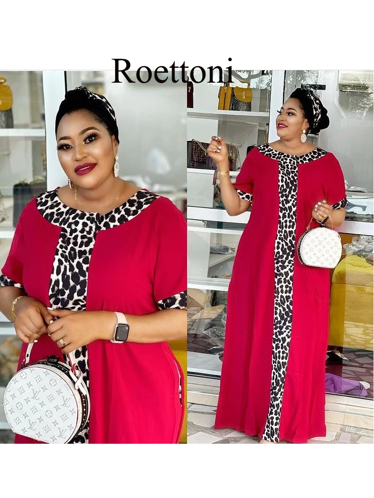 Loose Kaftan African Women\'s Dress Leopard Print Elasticity Muslim Robe With Belt/Hair Hoop Maxi Femme Boubou Long Abaya Blouse