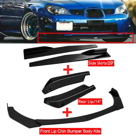 Quality Auto Parts Universal Front Bumper Splitter Lip Spoiler Diffuser Body Kit Black Winglets Side Skirt Extension Protector