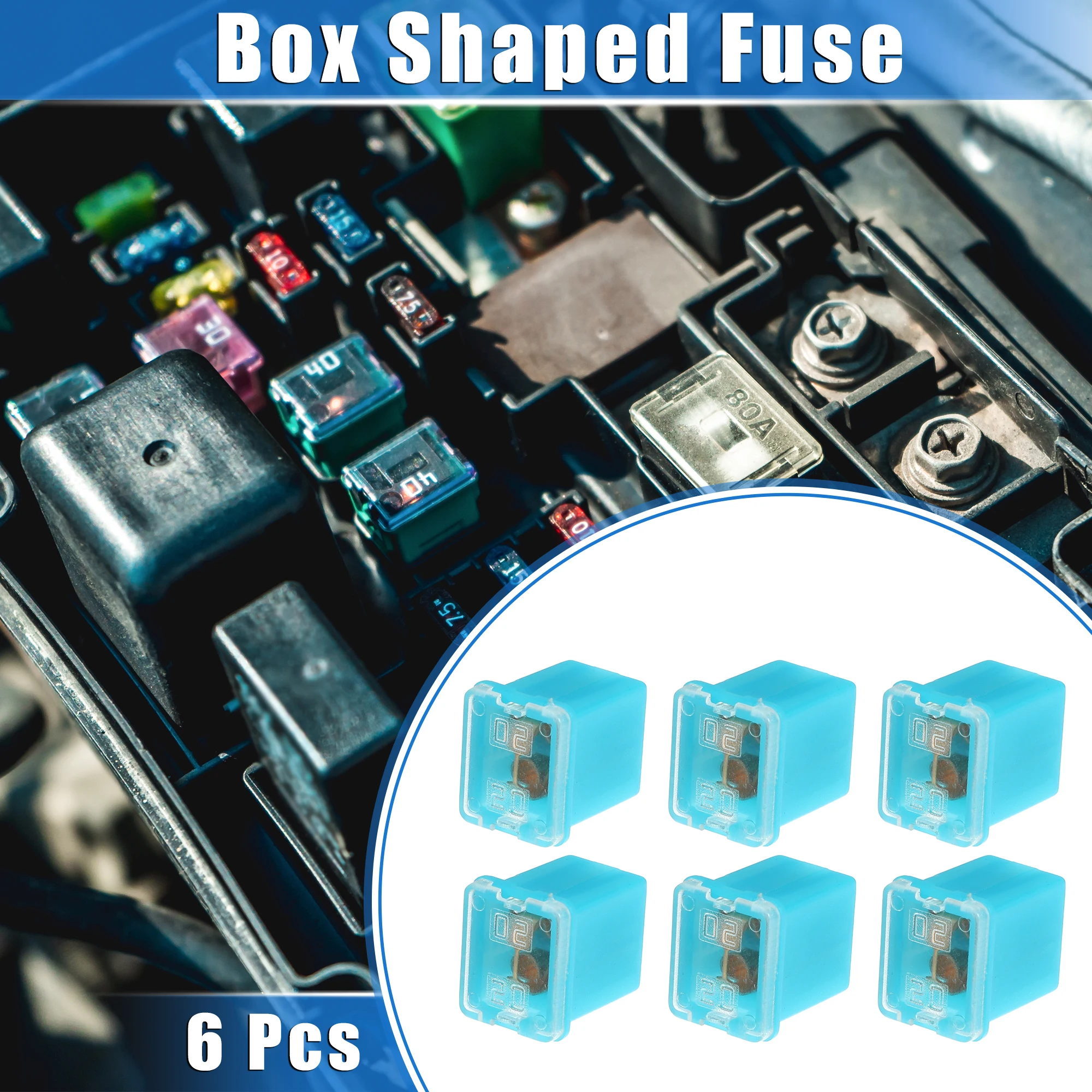 X Autohaux 6 Pcs Mini Box Shaped Fuse 20 Amps Universal for Pickup Trucks Cars Blue