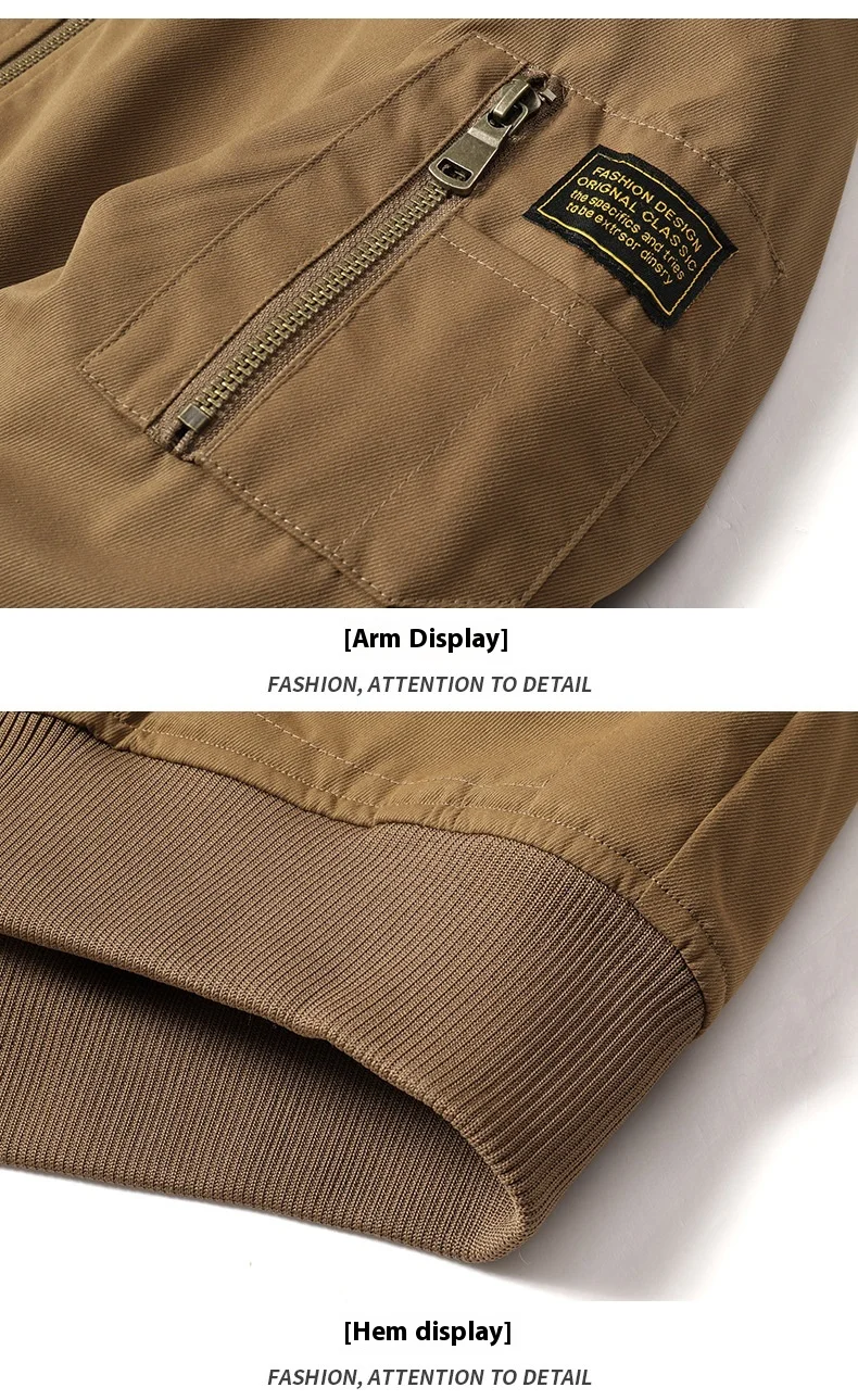 Herren-Fliegerjacke, Winter, dick, mit Fleece gefüttert, Arbeitskleidung, Stil, mehrere Taschen, lockere Passform, lässiger Fliegermantel, warm – Detail 12
