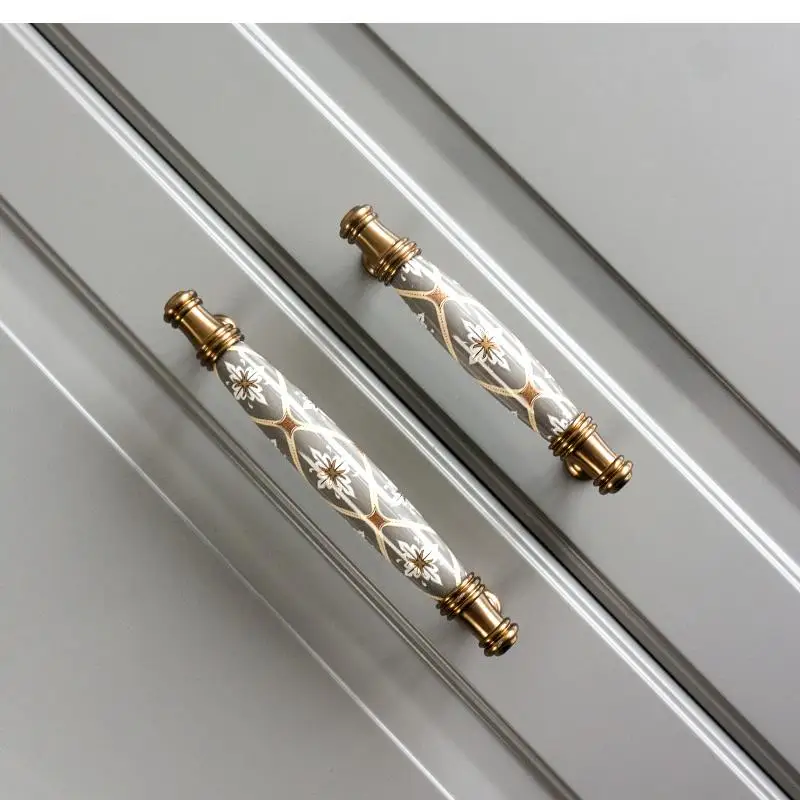 

New Chinese Modern Simple Cabinet Door Drawer Ceramic Handle American European Cupboard Wardrobe