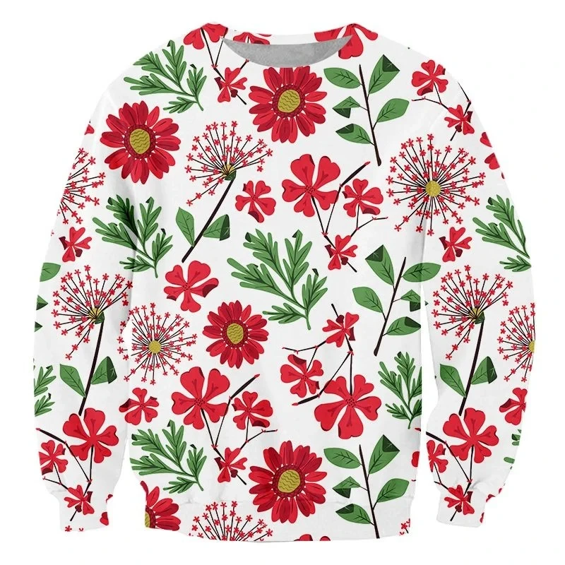 

3D Print Plants Flower Leaf Hoodie for Men Long Sleeve Sweatshirt Harajuku Fashion Round Neck Hoodie Spring Autumn Pullovers Man