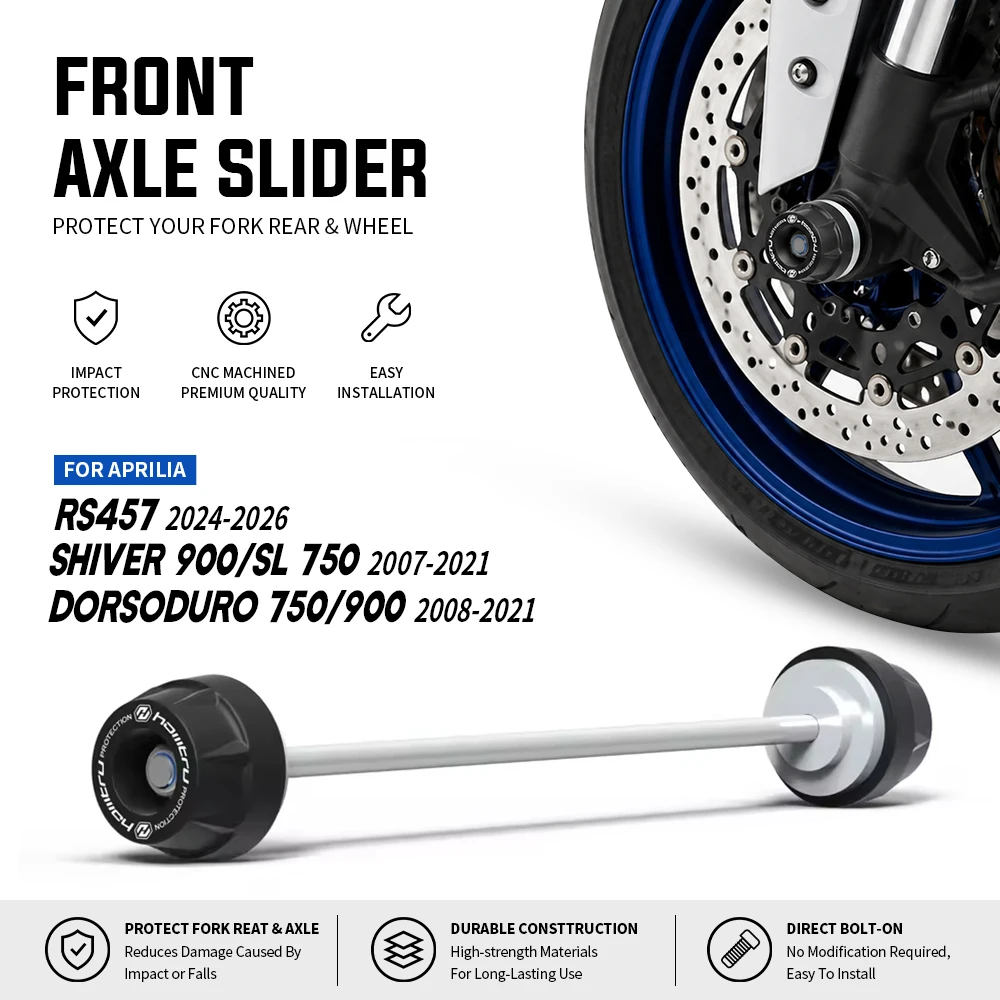 Protetor de Eixo Dianteiro e Rodas Traseiras RS457 para Aprilia DORSODURO750 900 2008-2021 - Slider de Proteção de Garfo e Braço Oscilante para Motocicleta