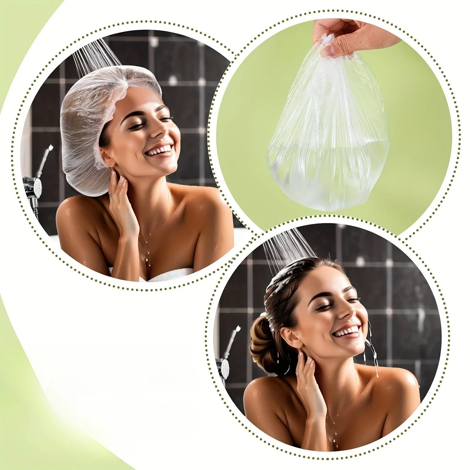 Disposable shower cap - a high-quality elastic hair cover suitable for women with thick long hair, and braids - travel, spa