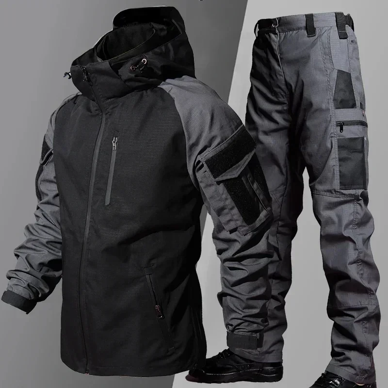 New Tactical Waterproof Sets Men Special Forces Combat Training Suit Outdoor Multi-pocket Uniform Airsoft Army Tracksuit