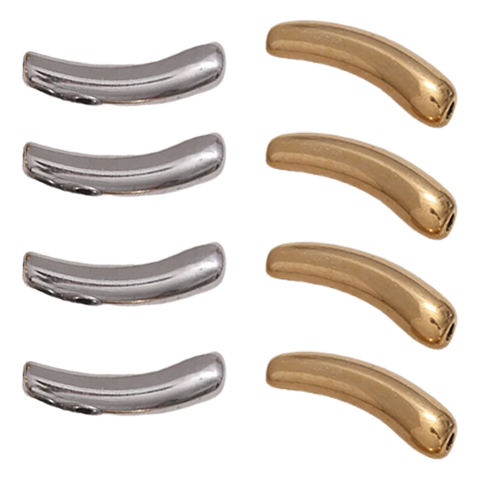 2Pcs Stainless Steel Eggplant Curved Tube Beads Accessories For DIY Necklace Bracelet Pendants Jewelry Making Supplies Wholesale