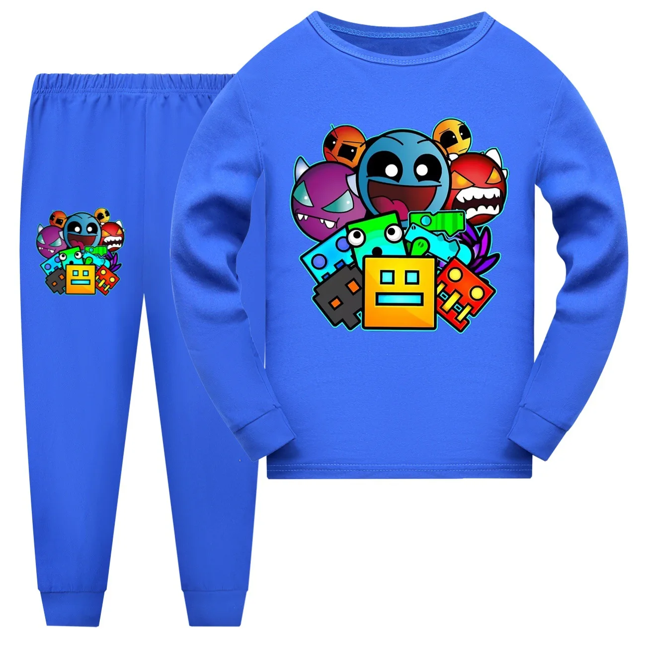 Geometry Dash Clothes Kids Cartoon Pajama Sets Baby Girls Long Sleeve Tops+pants 2pcs Set Toddler Boys Casual Sleepwear 4-16 Yrs