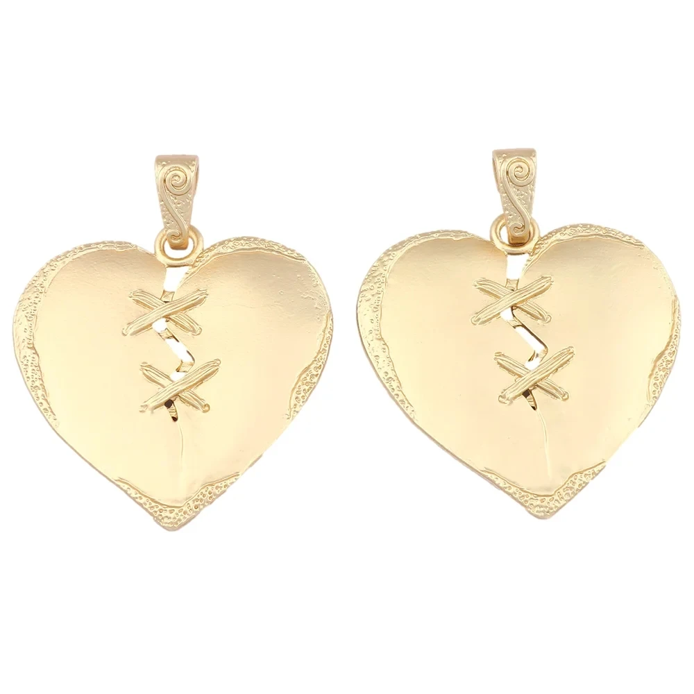 1pc Golden Tone Bohemia Large Broken Heart Charm Pendant for DIY Necklace Jewelry Making Findings