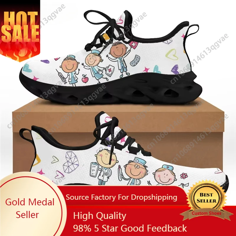 

Cartoon Doctor Nurse Shoes For Women Female Flats Shoes Running Sneakers Light Mesh Ladies Footwear Chaussure Femme