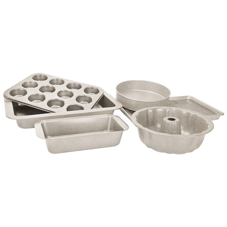 

7 Pcs Non-Stick Mould Tray Toast Pizza Baking Muffin Pan Cake Carbon Steel Cake Baking Molds Set