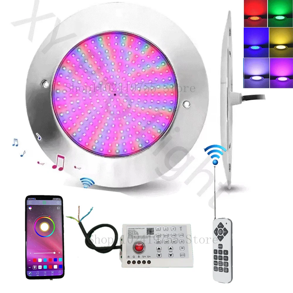 18W RGB Underwater Lights 25W LED Swimming Pool Light 35W IP68 85-265V Bluetooth APP Control Pool Party Decoration Fountain Lamp