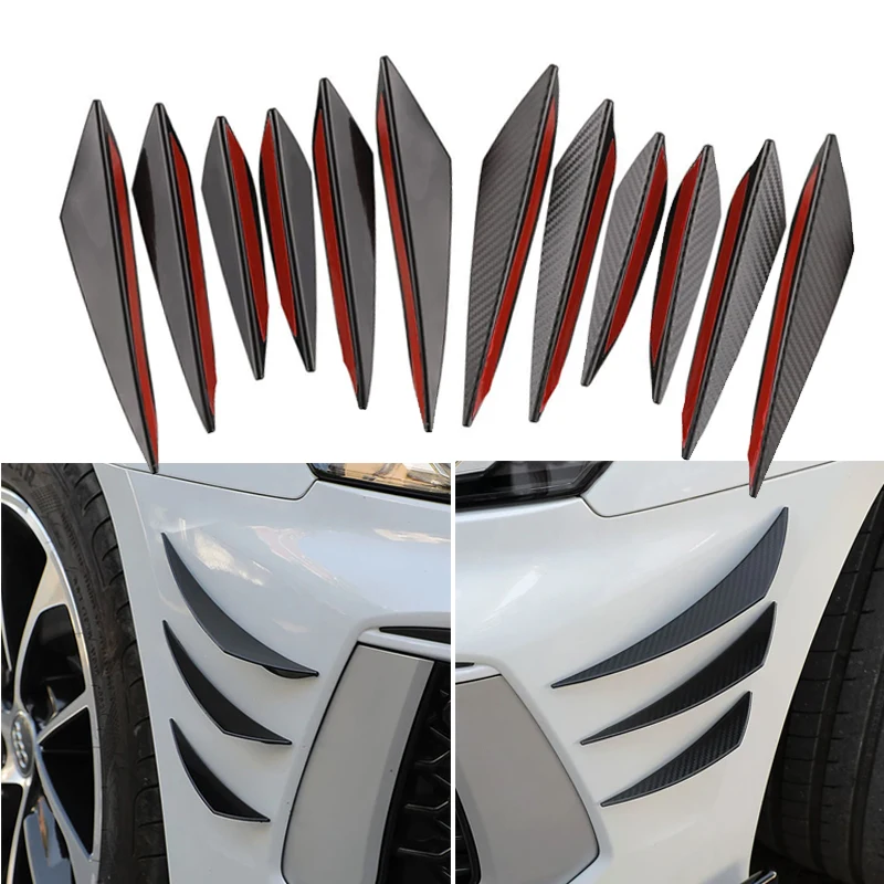 

6Pcs/Set Universal Crescent Wind Knife Front Bumper Side Skirt Spoiler Surround Crash Strip Diffuser Splitter Fin Body Spoiler