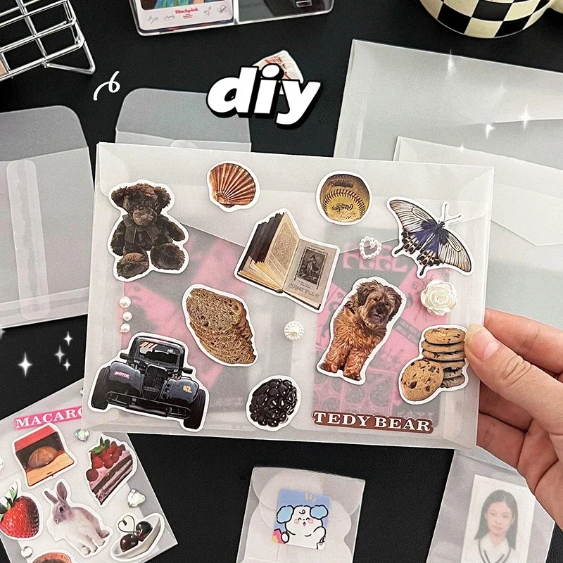 10pcs/set Frosted Translucent Photo Holder Bag Paper Envelope Kpop Star 3-Inch Photo Card Organizer Packing Bag