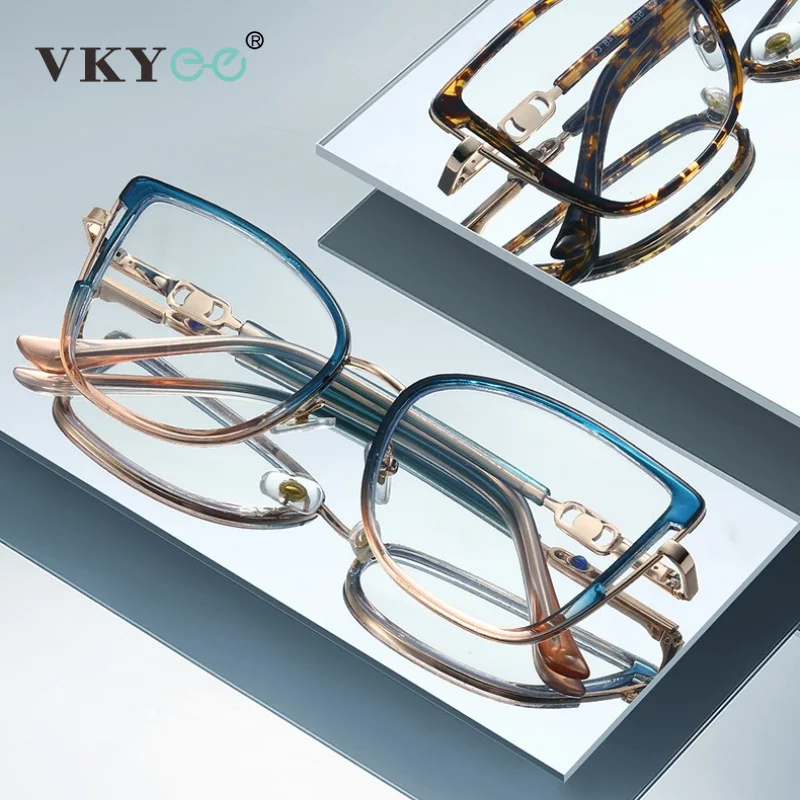 

VICKY Personality Cat's Eye Large Frame Design Fashion Ladies Anti-blue Light Reading Glasses Customizable Prescription 86011