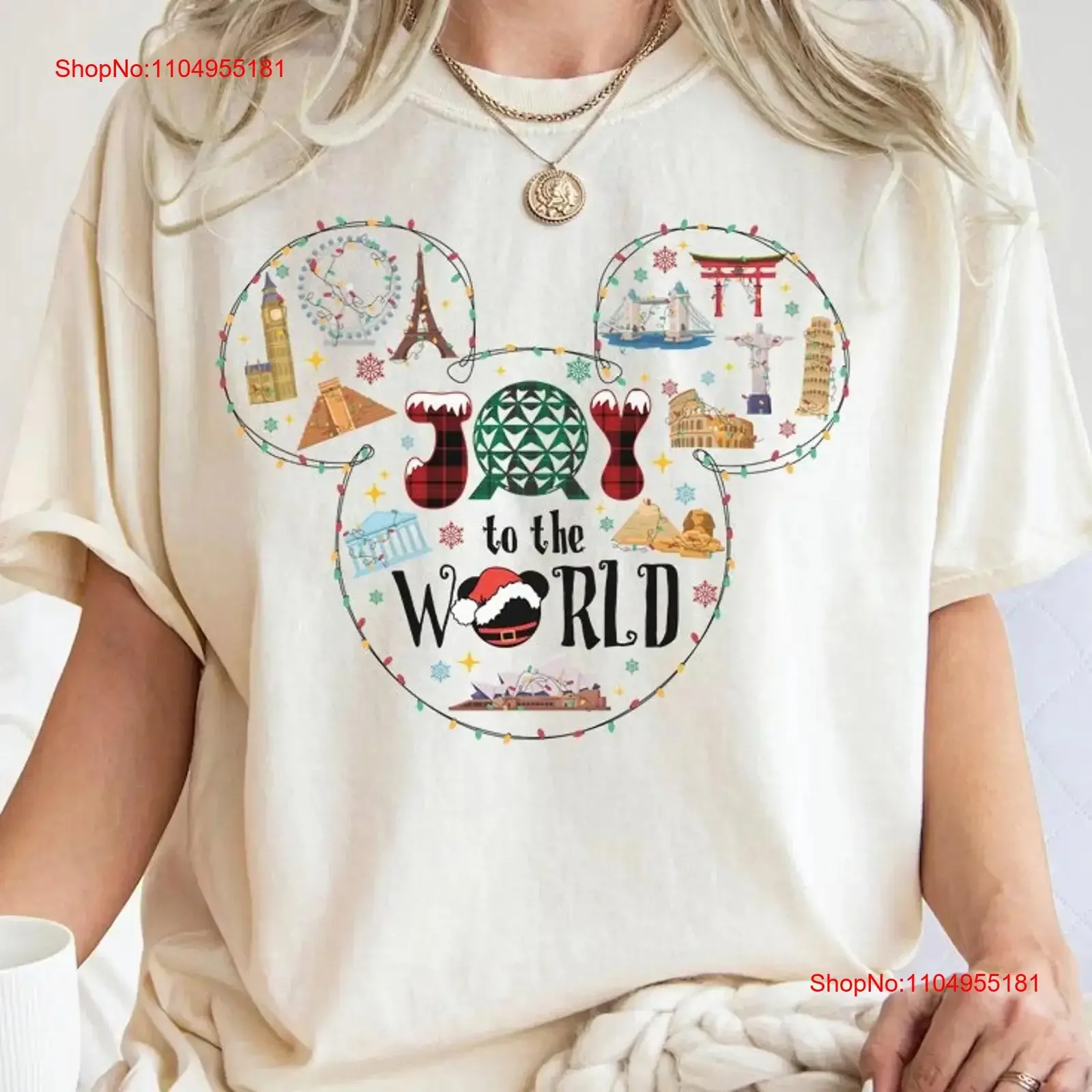

Joy To The World T Shirt Family Xmas Christmas Party s Trip vintage Washed homme Unisex Comfortable Slightly graphic Stretched