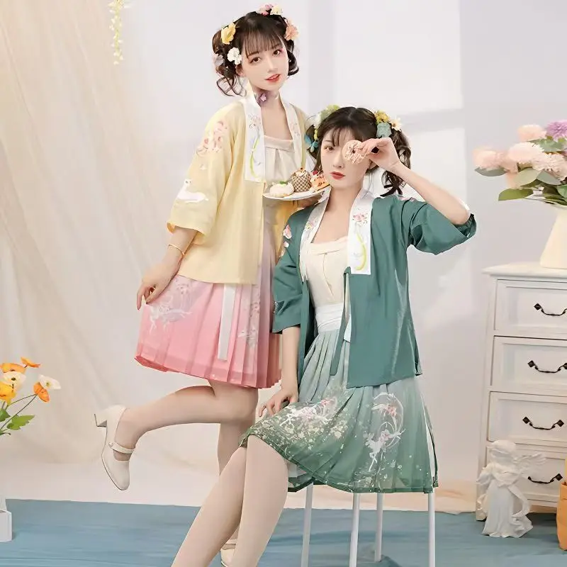 Spring and summer New Song Dynasty Hanfu women\'s Adult Costume Chinese style Han elements super fairy embroidery skirt with susp