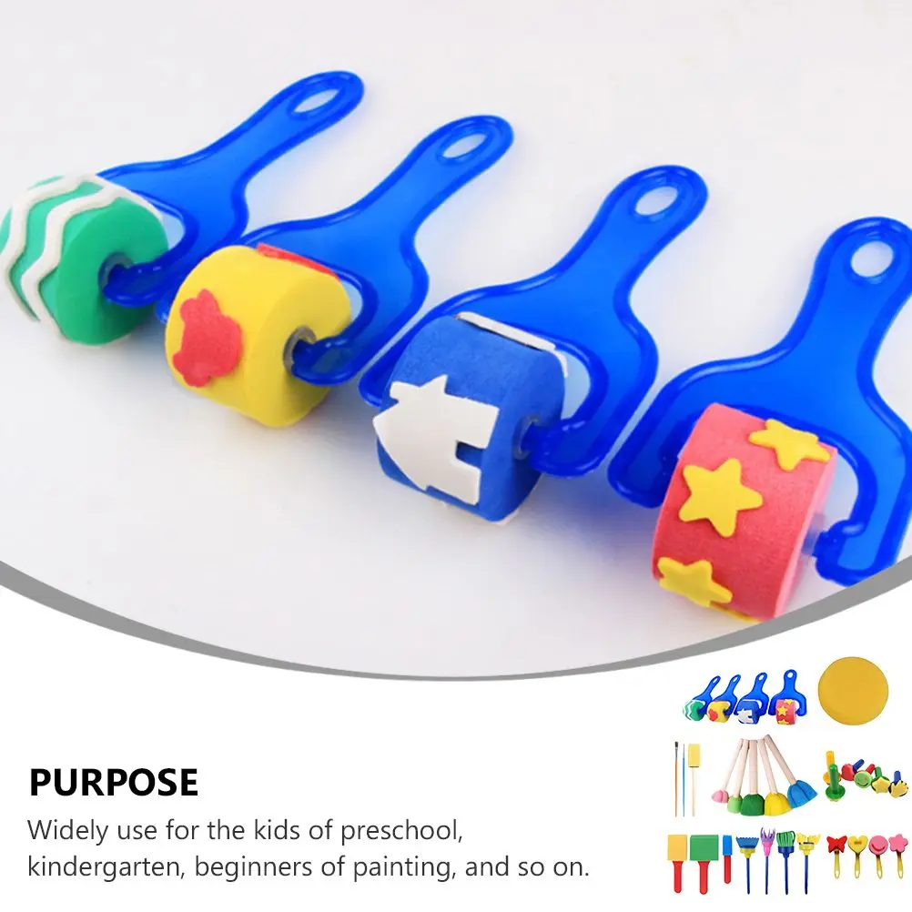 30 Pcs Painting Sponge Seal Brush Kids Drawing Tools Graffiti Plastic Kit Child