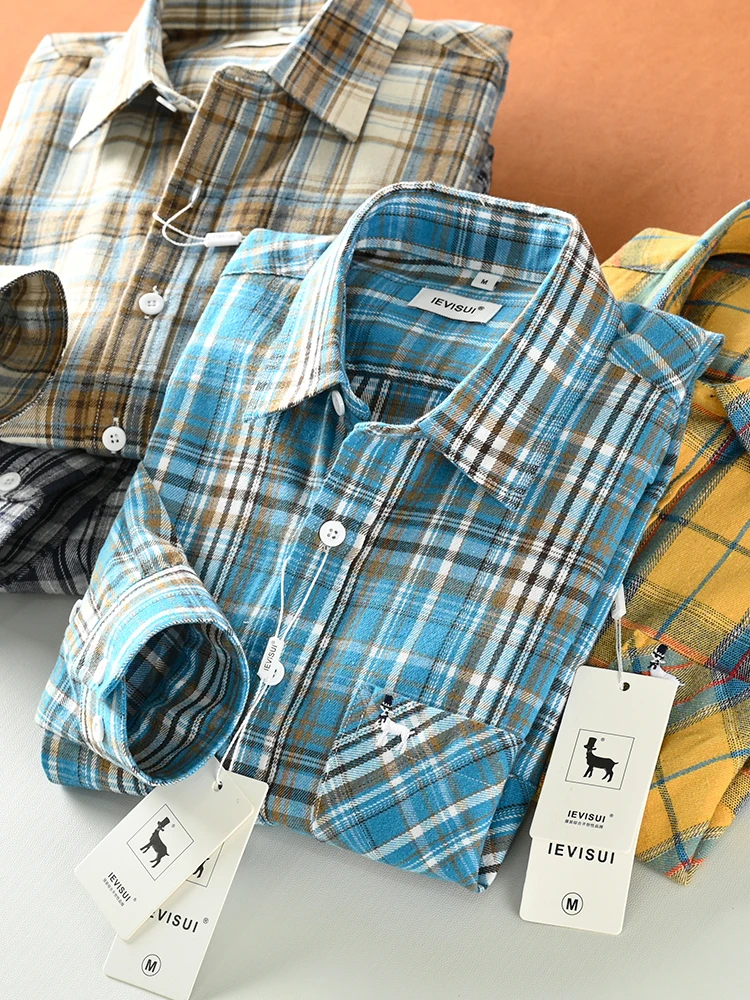 

Men's Casual Cotton Long Sve irt Thiened Autumn Faion Plaid Outerwear Coat Loose Fit Sle for Autumn Season