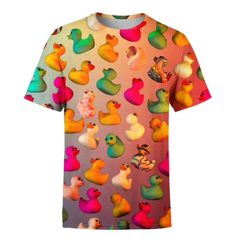 3D Printed Duckling T-shirts, for Men and Women, Short Sleeves, Streetwear, Round Necks, Oversized, and Fun