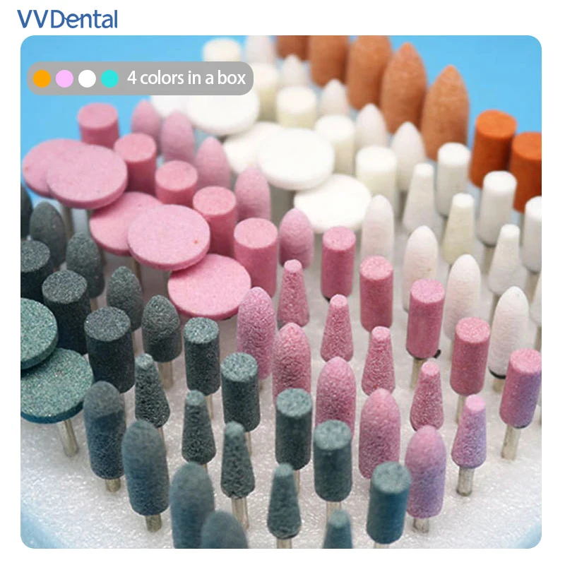 VVDental 100pc Ceramic Grinding Head Set Porcelain Lab Polishing Materials Corundum Grinding Wheel Denture Polishing Clean Tools