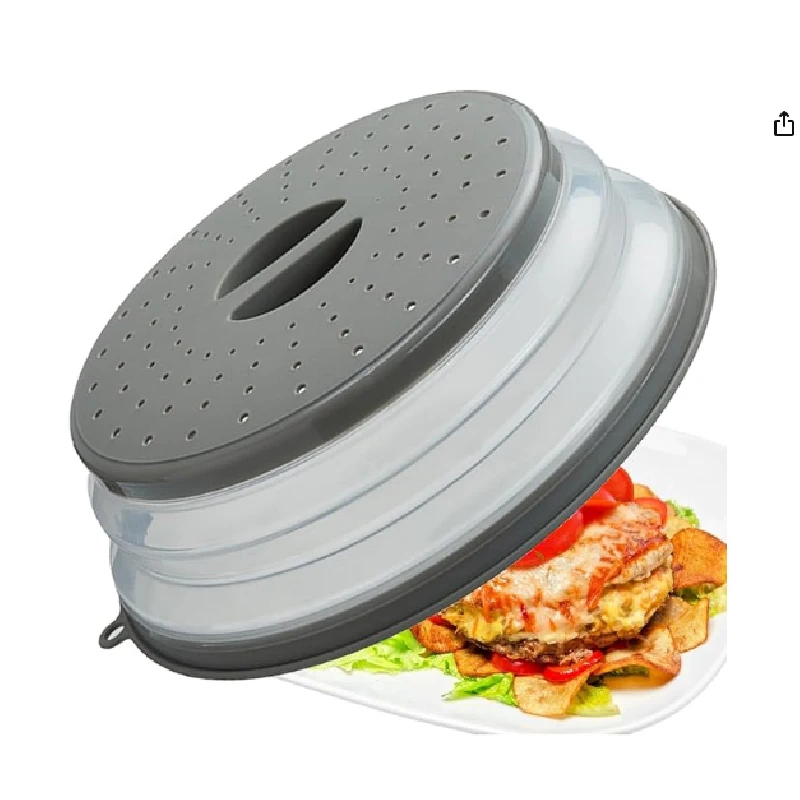 

Microwave Splatter Cover, Vented Food Splatter Guard & Colander, Fruit Vegetable Plate Cover with Hook Hole, Dishwasher Safe BPA