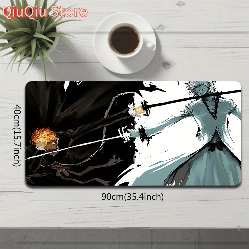 قطعة واحدة من لوحة ماوس الألعاب Bleach Anime Ichigo & Kenpachi Anime Manga - كبيرة جدًا (40x90/30x60/30x80 سم) قاعدة مطاطية غير قابلة للانزلاق، مبيض #1