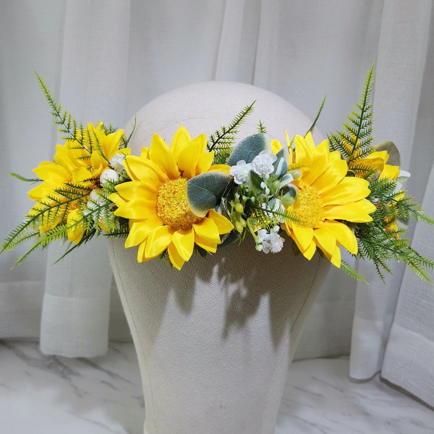 

Big Sun Flower Crown For Girl Dress Hair Accessories Wedding Bridal Headband Headdress Ornament Kids Children Floral Garland