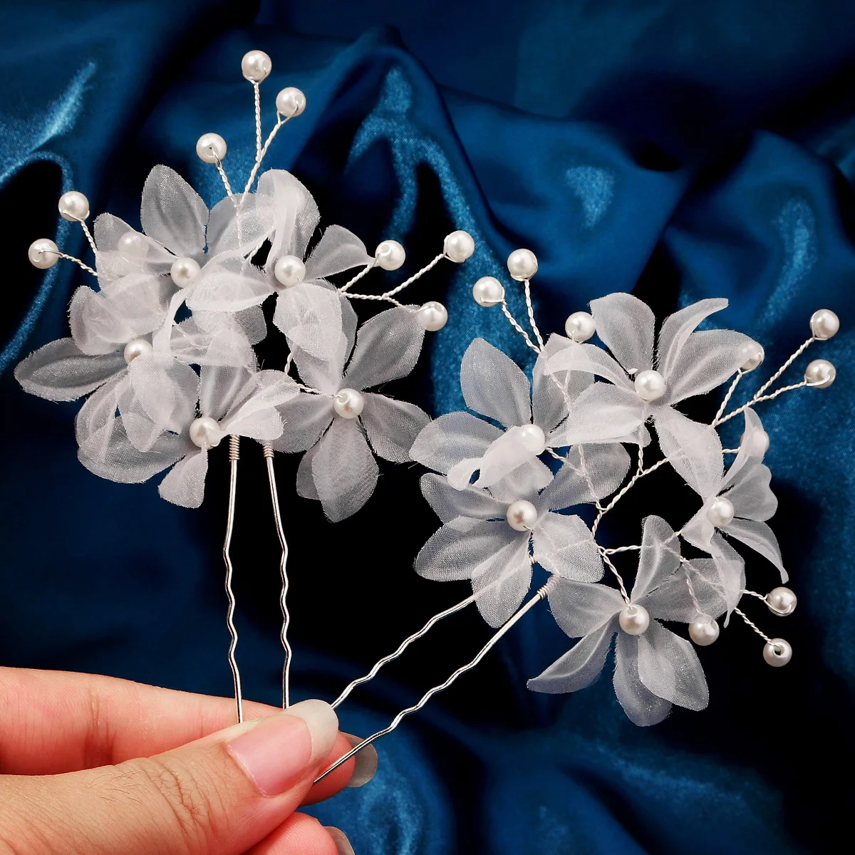 2PC Yarn Flower Piece Handmade Hairpin Set Mori Elegant Hair Clip Headdress Party Wedding Jewelry Hair Accessories Gift For Girl image 4